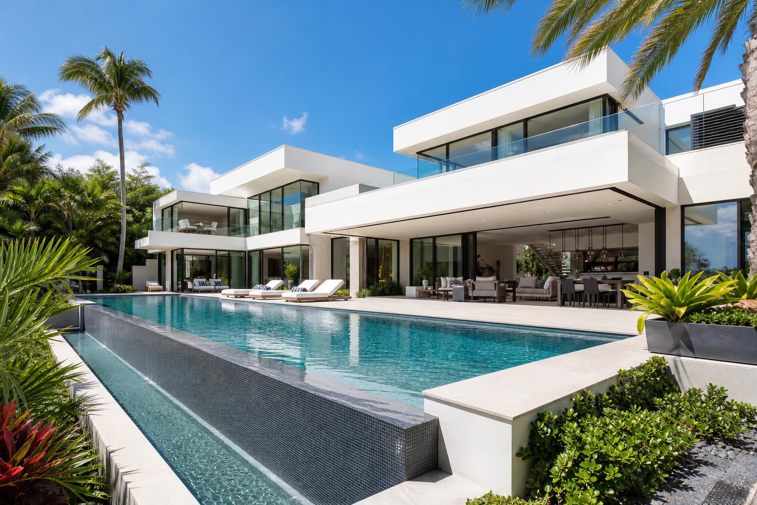 Luxury coastal Florida home at sunset